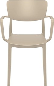 LISA záhradná stolička s podrúčkami taupe