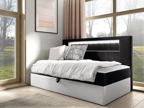 Kontinentálna jednolôžková posteľ Junior Ribezo 2, Rozmer postele: 90x200, Dostupné poťahy: ekokoža Soft 017 (biela) + Fresh 17