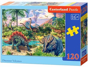 KIK CASTORLAND Puzzle 120el. Dinosuar Volcanos - Dinosaury pri sopkách