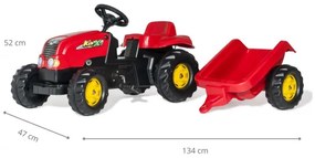 Šlapací traktor s vlečkou Rolly Toys 012121 červený