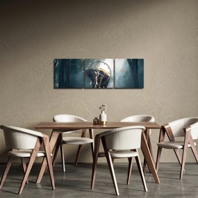 Obraz slona v džungli (s hodinami) (90x30 cm)