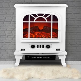 InternetovaZahrada Elektrický krb s vyhrievaním ventilátora a ohňom 2000W BIELY