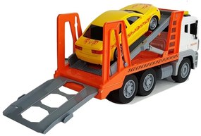 LEAN TOYS Odťahovacie vozidlo s autom 1:12 - bielo-oranžové
