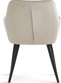 Jedálenské kreslo VARSI VELVET s čiernymi nohami, béžové