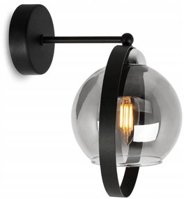 Nástenné svietidlo Haga ring 1, 1x grafitové sklenené tienidlo (výber z 3 farieb uchytenia)