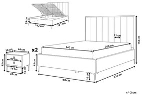 Zamatová súprava nábytku do spálne 140 x 200 cm tmavozelená SEZANNE Beliani