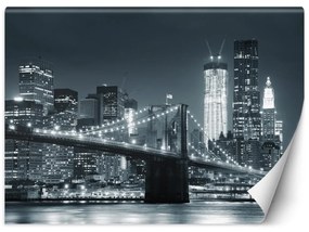 Fototapeta, New York Brooklyn Bridge černobílý - 254x184 cm