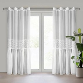 Vzdušná záclona s čipkovým kvetinovým vzorom a volánom Šírka: 140 cm | Dĺžka: 250 cm