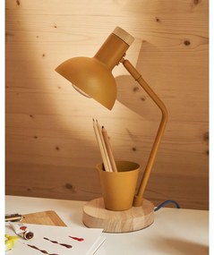 Stolová lampa v horčicovej farbe s kovovým tienidlom (výška 37 cm) Katia – Kave Home