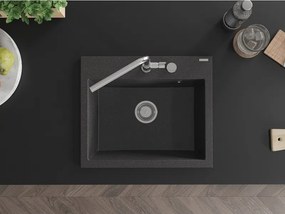 Mexen Oscar, 1-komorový granitový drez 580x490x205 mm, čierna škvrnitá, 6519581000-76