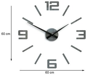 3D nalepovacie hodiny Reden 60x60 cm sivé