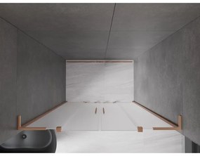 Mexen Velar L Duo, posuvné sprchové dvere do otvoru 140 cm, 8mm sklo námraza, medená matná, 871-140-003-32-65