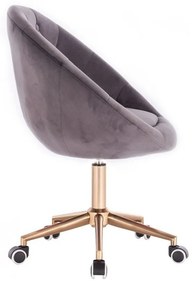 LuxuryForm DESIGN Kreslo VERA VELUR na zlatej podstave s kolieskami - tmavo šedé