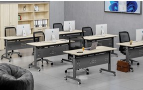 Mobilný stôl PRIMO MOBI, 180x60 cm, čierna podnož, biela