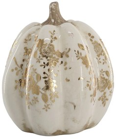 Krémová antik dekorácia tekvice Melun gold L - Ø 16*18 cm