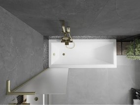 Mexen Next L, 1-krídlová vaňová zástena 50 x 150 cm, 6mm sklo námraza, zlatý matný profil, 895-050-000-03-30-55
