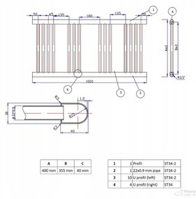 Erga Puerto, vykurovacie teleso 1000x400 mm, 393W, čierna matná, ERG-LAV-GRZE-BK-40100