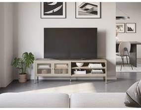 Krémovobiely kovový TV stolík 160x50x35 cm Fayna – Marckeric