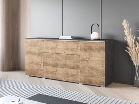 Komoda Sawoti 150, Farby: matera / matera + breslau gaštanov, Osvetlenie: osvetlenie LED biele