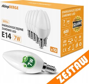 SADA 10x LED žiarovka E14 7W 600lm - neutrálna biela