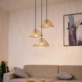 Bohemian závesné svietidlo čierne s bambusom 3-svetlo - Lily