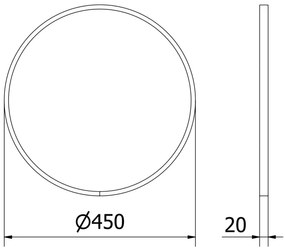 Mexen Loft, okrúhle kúpeľňové zrkadlo 45 cm, farba rámu čierna matná, 9850-045-045-000-70