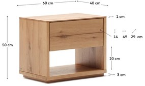 Nočný stolík v dekore duba v prírodnej farbe Alguema – Kave Home