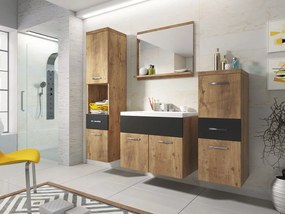 Kúpeľnový nábytok Lunara (kastanien breslau + kastanien breslau + čierny grafit) (so sifónom, s batériou Economico). Vlastná spoľahlivá doprava až k Vám domov. 1053695