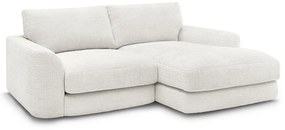 Biela ženilková rohová pohovka (pravý roh/s leňoškou) Leonore – Bobochic Paris