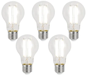 Sada 5 ks Inteligentné stmievateľné LED žiarovky E27 A60 číre 7W 806lm 2700-6500K