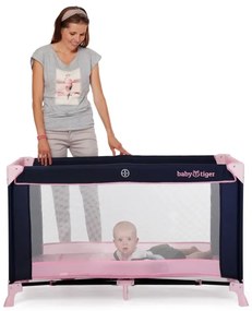 KINDERKRAFT - Cestovná postieľka Baby Tiger VIKI ružová