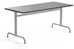 Stôl PLURAL, 1600x700x720 mm, linoleum - tmavošedá, strieborná
