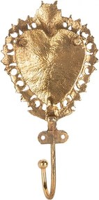 Zlatý antik nástenný háčik srdca - 8*4*15 cm
