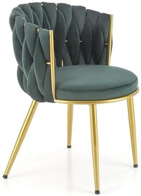 Stolička K517 tmavý zelená/zlatá