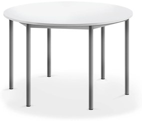Stôl BORÅS, okrúhly, Ø1200x720 mm, laminát - biela, strieborná