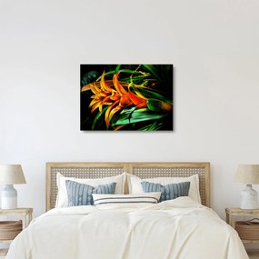 Sklenený obraz oranžovej kytice (70x50 cm)
