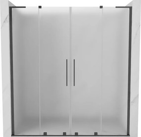 Mexen Velar L Duo, posuvné sprchové dvere do otvoru 200 cm, 8mm sklo námraza, grafit brúsený, 871-200-003-32-66