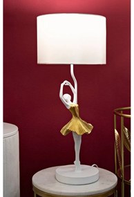 Stolová lampa s textilným tienidlom v bielo-zlatej farbe (výška 64 cm) Dancer – Mauro Ferretti