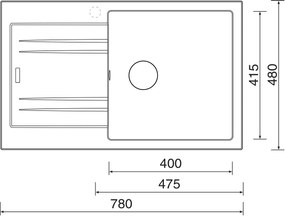 Granitový drez Sinks LINEA 780 N Granblack pravý