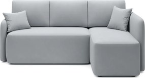 Svetlosivá zamatová rozkladacia/s úložným priestorom rohová pohovka (pravý roh/s leňoškou) Hadson – ELTAP