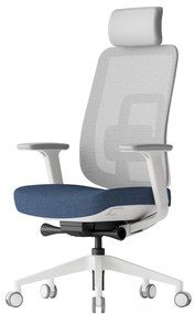 Kancelárska ergonomická stolička K42 White — sieť, látka, biela / viac farieb Modrá