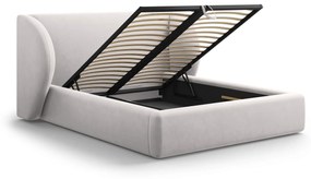 Čalúnená posteľ milany s úložným priestorom 180 x 200 cm zamat svetlosivá MUZZA