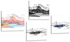 Set obrazov magická krajina v štýle maľby - 4x 60x60