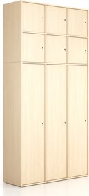 Nadstavba pre skrine FRAME, 6x dvere, 1299 x 450 x 854 mm, cylindrický zámok, breza