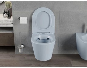 Mexen Rico, závesné WC Rimless s WC doskou slim, duroplast, šedá-modrá matná, 30724069