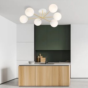 Luster na tyči MAGNUM 6xE14/10W/230V biela/zlatá