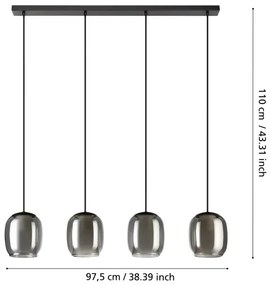 Eglo 901193 - Luster na lanku CIAMPINO 4xE27/28W/230V šedá