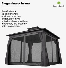 Blumfeldt ShadeFortress, altánok, 3 x 3 m, pozinkovaná oceľová strecha, chráni pred slnkom, dažďom a vetrom