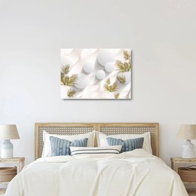 Sklenený obraz - 3D kruhy s kvetinami (70x50 cm)