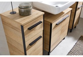 Závesná skrinka pod umývadlo v dekore duba v prírodnej farbe 53x60 cm Quickset 395 – Pelipal